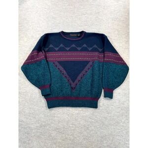 Vintage Michael Gerald Sweater Mens Large Multicolor Geometric Acrylic Crew Neck
